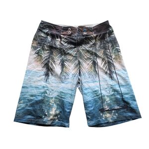 Tropical Palm Print Men's Swim Shorts